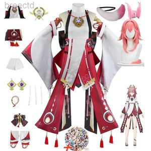 Anime Costumes Cosplay Genshin Impact Yae Miko Guuji Yae Costume Wig Tail Game Halloween Carnival Women Clothes Sets 240411