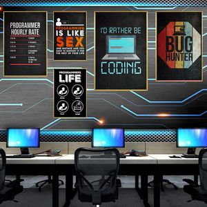 Игровая зона хакер -код плакат программист забавные цитаты Canvas Painting Prints Wall Art Pictures Boy Room Def Идея подарка