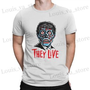 Men's T-Shirts Horror Movie T Shirts Men Cotton Funny T-Shirt Round Neck They Live T Shirt Short Slve Clothes 4XL 5XL T240411