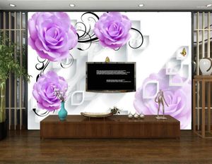 Papéis de parede Papel de parede MURAL 3D Caixa Rosa Reflexão para a sala de estar Po estereoscópica personalizada