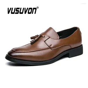 Casual Shoes Men Tassels Loafer Dress Formal Wedding Brand Black Split Leather Big Size 38-48 Work Slip-On Flats