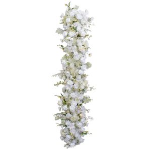 Luxo White Wedding Floral Runner Arranjo Banquet Evento Tabela Centerpieces Row com Candelas Rose Orchid Flower Row