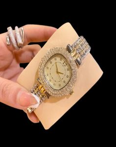 Fashion Luxury Gold Watch Women Watches Rhinestone Ladies wristwatch Stainless Steel iced out diamonds famous brand bracelet Clock7942677