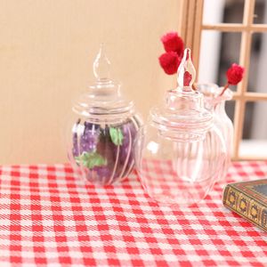 1/12 Dollouse Mini Glass Candy Candy Jar Sobremsert Storage Bottle Kitchen Acessórios para a decoração da casa de boneca Finja brinquedos de brincar