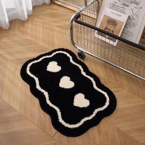 Tapetes banheiro branco preto banheiro absorvente tapete doméstico espessado de pelúcia de pelúcia lotada para sala de estar para sala de estar