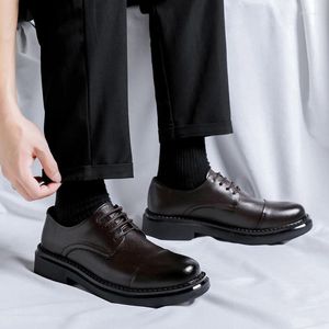 Casual Shoes Formal Leather For Men Men's Business Black Dinner Party Pointy Fashion Brogue