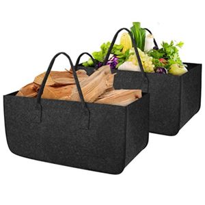 Felt Firewood Bag Basket Tote Tool Bag Storage Basket Large Capacity Dark Gray Storage Box Home Firewood Organizer Accessories