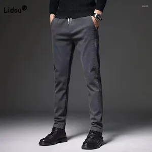 Herrbyxor Business Office Casual Solid Harem for Men 2024 Spring Autumn Simplicity Fashion Slim Mid midjebyxor Mannkläder