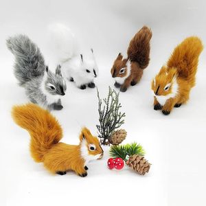 Estatuetas decorativas simulação esquilo animal miniaturas artificial ornamentos de árvore de jardim artificial em casa decoração de mesa de natal