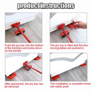 5/8pcs per mobili pesanti Strumenti di trasporto del sollevatore di sollevamenti mobili set 1 ruota barra a rotelle a 4 muoversi.