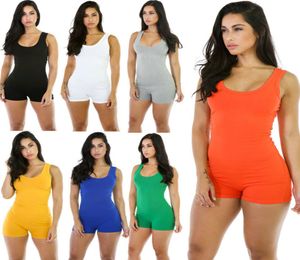 Tasarımcı Kadın Tulumlar Seksi Salıncaklar Bodysuit Bodycon Deep V Boyun Kısa Pantolon Kolsuz Tank Spor Spor Giyim Takım Feminino Play5197448