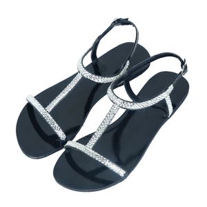 Summer Women's Beach Crystal Sandals Lady Shining Diamond Peep Toe Shoes Mujer Original Design Boho Slipper Plus Size 240401