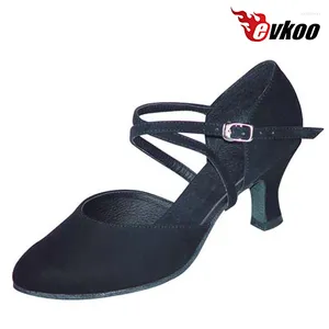 Dansskor Evkoodance Diy Ballroom Dancing for Women Red and Black Color 6cm Medium Heel höjd Bekväm stil Evkoo-317