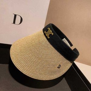 Селис Солнце Hat Metal Letter Triumphal Arck Lafite Strail Hat Womens Summer Traving Плетение пустого верхнего ультрафиолетового ультрафиолета