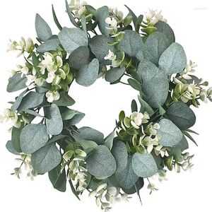 Dekoratif Çiçekler 30 cm yeşil yaprakları okaliptüs çelenk düğün dekorasyonu için yapay çiçek çelenk Noel süsü yıl ev dekor