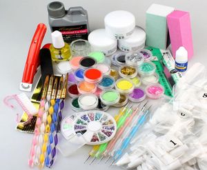 Full Acrylic 3D Nail Art Powder Kit Liquid Brush buffer 500 Tips Oil color Glitter wheel Lace Files Glue Brushs Decoration DIY Too7223867