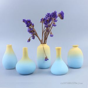 Nordic Nowoczesne malowanie natryskowe gradient wazonu ceramiczne suche kwiaty salon, sypialnia, dekoracja jadalni, matowe małe wazony