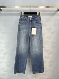 Verão novo jeans de perna reta de cintura alta