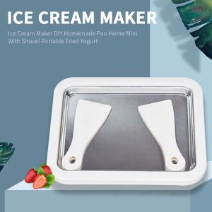 Makers Ice Cream Maker Yogurt Frozen Pan Mini Fried Yogurts Machine Rolled Ice Cream Maker with 2 Spatulas Fry Ice Plate Home Use