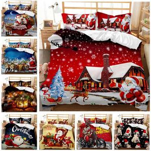 Yatak Setleri Nevresim Kapak Seti Mutlu Noeller Renkli Yorgan Yastık Kilitleri Çocuklar İçin Yatak Odası Dekor Battaniyesi