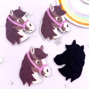 10st Glitter Felt Tyg Nonwovens Färgglada utsökta häst Applique Diy Sewing Patch Halloween Decor Supplie Accessorie Craft