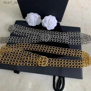 Belts Belts 2024Unique Gold Silver Color Square Pin Buckle Belt Women Fashion Multilayer Metal Chain Designer Jeans Dress Waistband Y240411