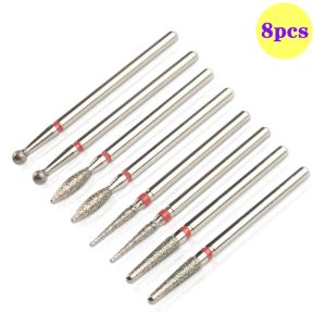 8pcs/Set Diamond Nail Drill Bit Rotery Electric Milling Cutters For Pedicure Manicure Files Cuticle Burr Nail Tools Accessories