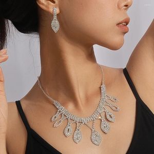 Necklace Earrings Set Aihua Luxury Brilliant Cubic Crystal Water Drop For Women Zirconia Rings CZ Bridal Wedding