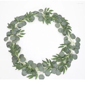 Flores decorativas Folhas de eucalipto artificial de 180 cm com galhos de videiras de salgueiro para a mesa de natal de casamento de casamento decoração de casa de guirlanda