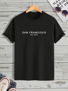 San Francisco Bay Area Men's Casual Trendy Graphic Print Bekväm Crew Neck Kort ärm T-shirts, Summer Overized Loose Tee