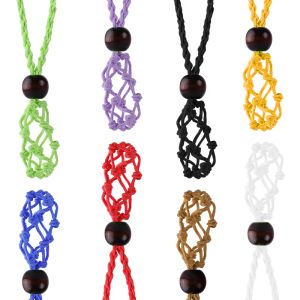 Crystal Cage Necklace Holder Adjustable Length Empty Stone Pendant Holder Hand-Woven Necklace Cord for DIY Jewelry Making