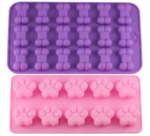 Mujiang Puppy Dog Paw and Bone Ice Trays Silicone Pet Treat Molds Soap Chocolate Jelly Candy Mold Cake Decorating Baking Moulds9309612