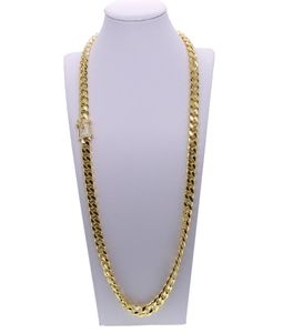 Hip Hop Cuban Chain -halsband med CZ -asfalterad lås för män smycken med guldfylld långkedjig kubansk halsband mens smycken9170396