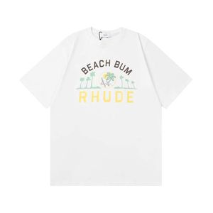 Rhude Designer T Shirts Tide Printed Tee Men Women Round Neck Short Sleeve Tshirt Casual Loose Fashion High Street Hip Hop Treetwear Tees Mens Tshirts