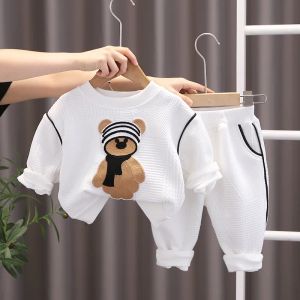 Trousers 15t children's set spring and autumn new boys' long sleeved sweater set cartoon bear girls' casual pants set
