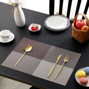 Table Mats 1PC Rectangle PVC Placemat Woven Washable Mat For Dining Non-slip Oil-Proof Nordic Minimalist Kitchen Supplies