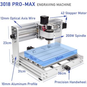 3018 PRO Max Graving Makinesi GRBL Kontrolü 200W İğne CNC Ahşap Yönlendirici 3 Eksenli Lazer Gravorlu Freze Kesme Metal Akrilik PCB