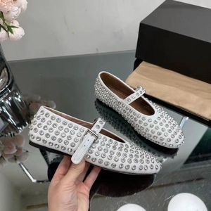 Sandaler Buckle Tacones Designer Beading Sapatos Ballet Women Shoes Round Toe Flats Shallow Zapatos Para Mujeres Luxury Sandalias