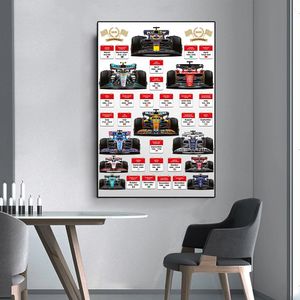 Formuła Grand Prix 2023 Harmonogram plakat i druk toru wyścigowego kalendarz płótna malarstwo Verstappen wyścigowe ścienne sztuka dekoracje dekoracje