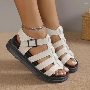 Scarpe eleganti 2024fashion Summer Beach Bottom Catch Flat Bottom Solle Sole Scheda singola da donna Scaps Open Black Large Sandals 35-43 35-43