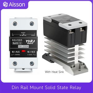 Din Rail Mount Solid State Relay SSR Single Phase DC Control AC AC Control AC With Heat Sink 10A 25A 40A 60A 80A 100A 120A