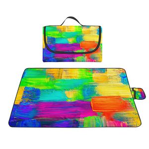 Picnic Mats Oxford Sandproof Waterproof Beautiful Ink Painting Foldable Portable Beach Blanket Lightweight Mat For Travelling