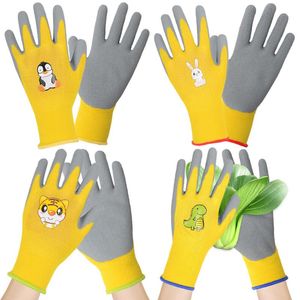 4 Pair Gardening Gloves Kids Garden Plant Growing Rubber Gloves Children Planting Work Gloves Safety Gear Gardening Accessories