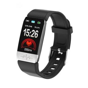 Watches Brand T1S Smart Watch Temperatur Mät ECG Hjärtfrekvens Blodtryck Monitor Väderprognos Påminn Smartwatch -armband