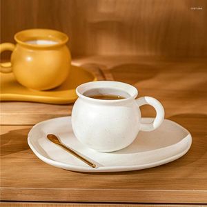 Cups Saucers Solid Color Coffee Cup Saucer Exquisite Nordic Ceramic White Mug Home Decoration Drinkingware Afternoon Teacup Set