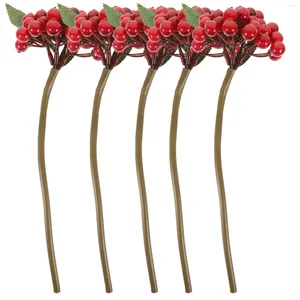 Decorative Flowers 5 Pcs Fake Berry Model Artificial Stems Christmas Xmas Tree Decorations Branches For Red Fruit