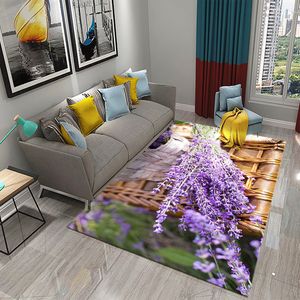 Fioletowe kwiaty lawendy dywany romantyczne morze kwiatów dywany do sypialni domowe dywan łazienki wejściowe draperat nie pośpieszne dywany