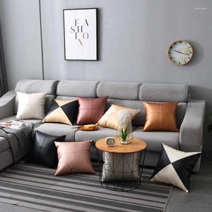 Pillow 45 45cm Geometric Print Cover Waterproof Throw PU Leather Decoration Pillows For Sofa Living Room Car