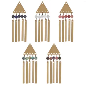 Charms 2 PCs 304 Stainless Steel & Stone Boho Bohemia Gold Color Triangle Tassel Pendant For DIY Earring Jewelry 46mm X 15mm