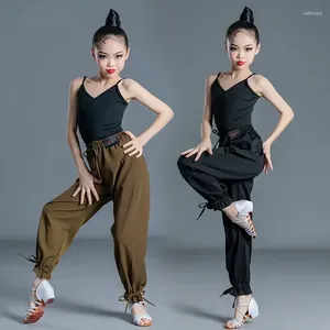 Scene Wear Girl Latin Dresses Dancing Ballroom Dance Dress Rumba Samba Children Cha Tango kjol Standard Salsa Pant Suit